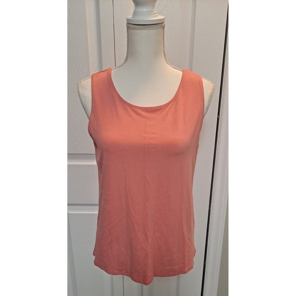 EILEEN FISHER Tank Top L Stretch‎ Rayon Jersey Round Neck Sleeveless Pink USA
